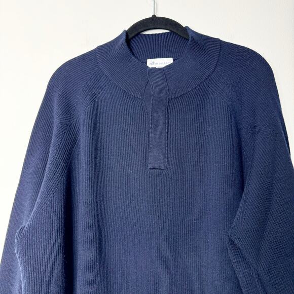 Peter Millar Crown Crafted Merino Wool Rib Mock Neck Magnetic Placket Sweater M - Picture 3 of 7